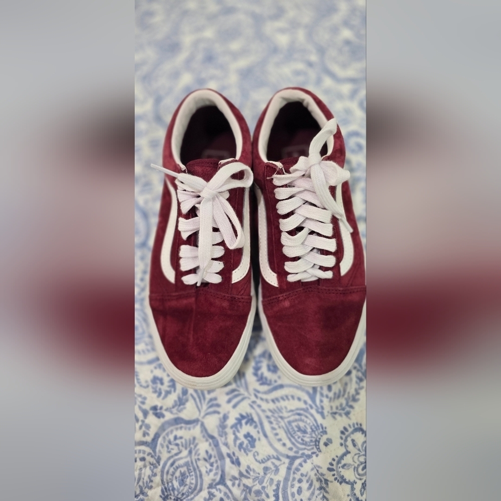 Vans Red and White Suede Sneakers Size 8 Women News - Picture 7 of 8